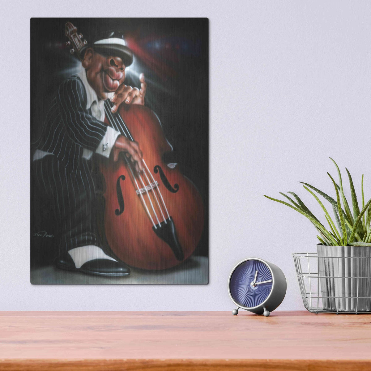 Luxe Metal Art 'Jazzman D' by Leonard Jones, Metal Wall Art,12x16