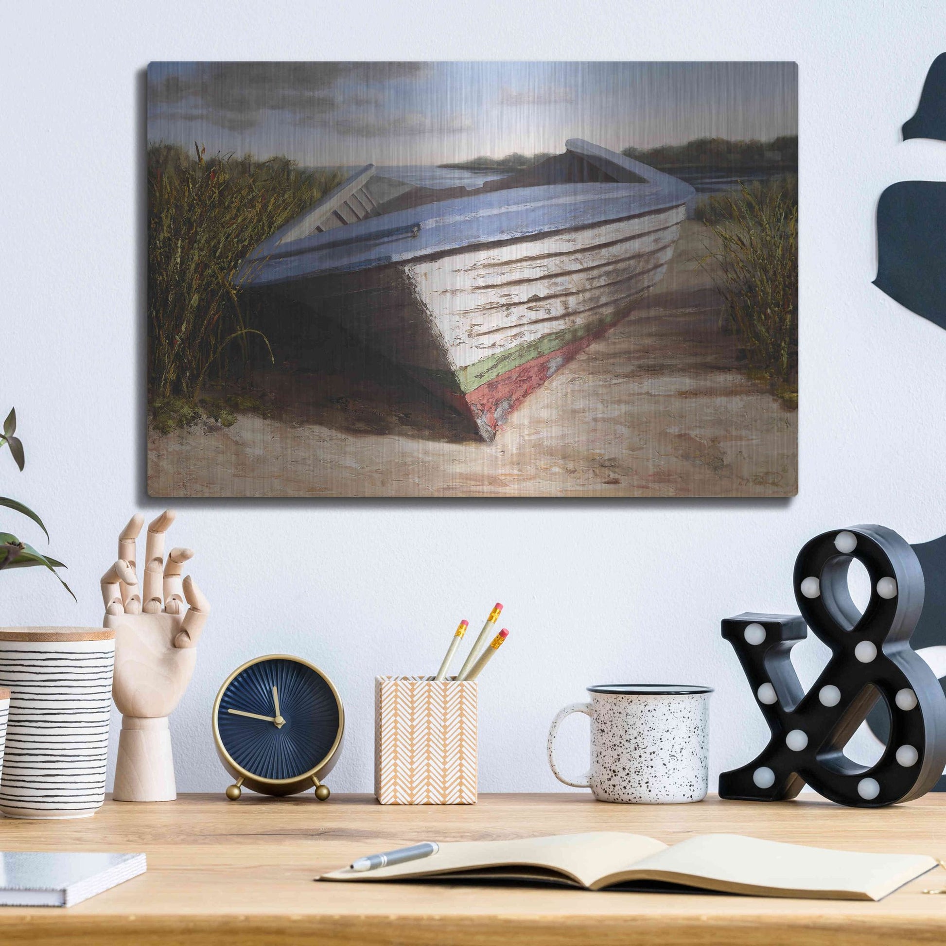 Luxe Metal Art 'Montauk Skiff' by Karl Soderlund, Metal Wall Art,16x12