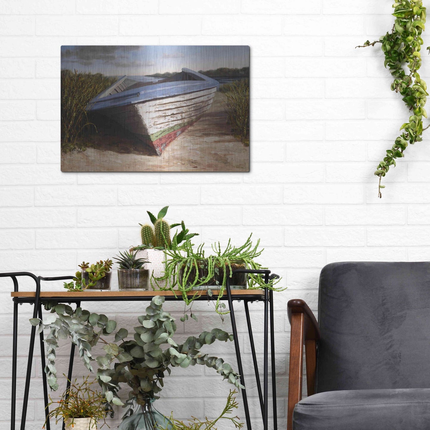 Luxe Metal Art 'Montauk Skiff' by Karl Soderlund, Metal Wall Art,16x12