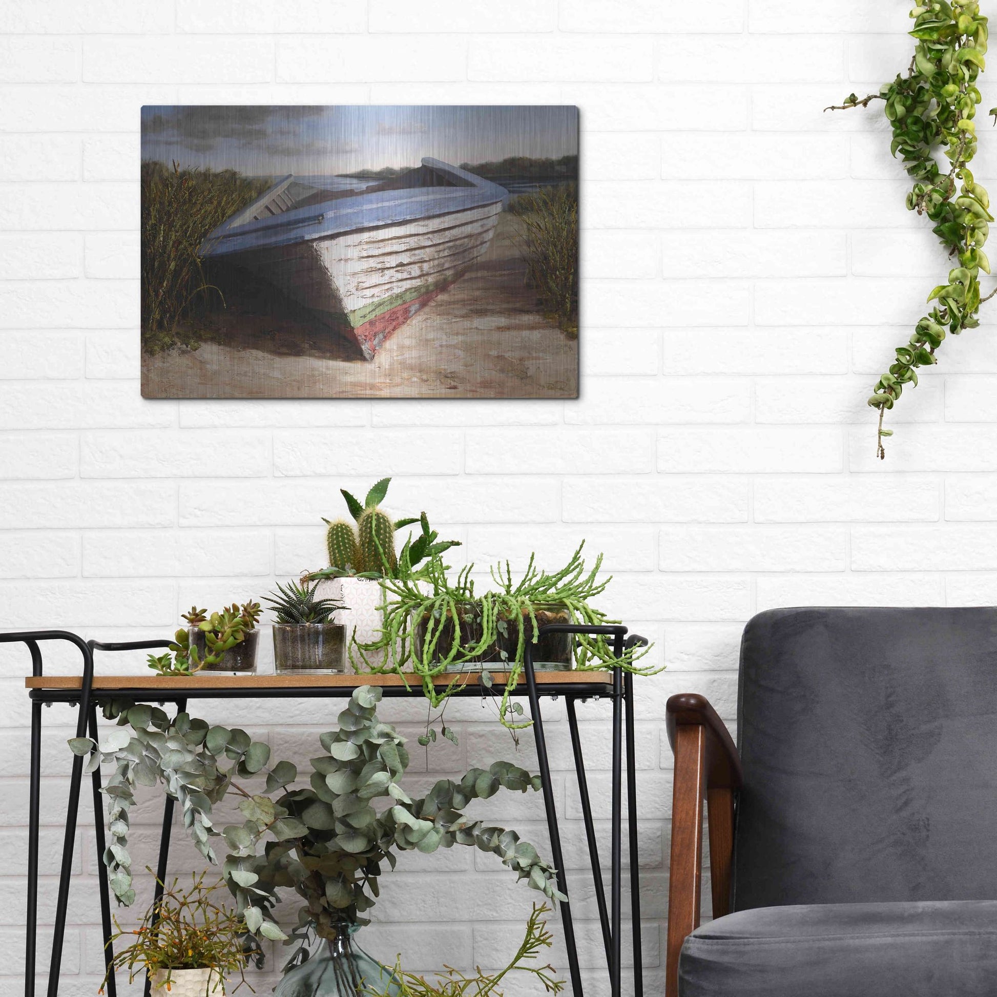 Luxe Metal Art 'Montauk Skiff' by Karl Soderlund, Metal Wall Art,16x12
