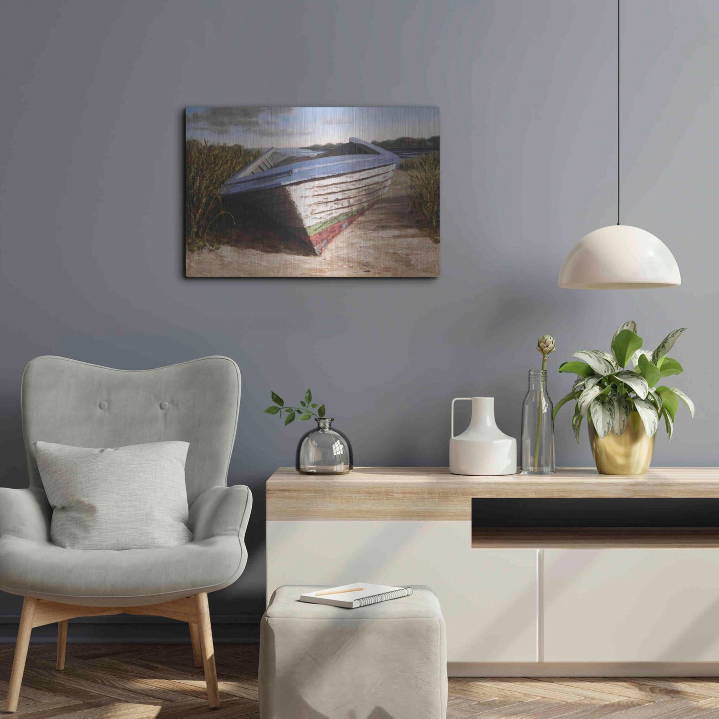 Luxe Metal Art 'Montauk Skiff' by Karl Soderlund, Metal Wall Art,24x16