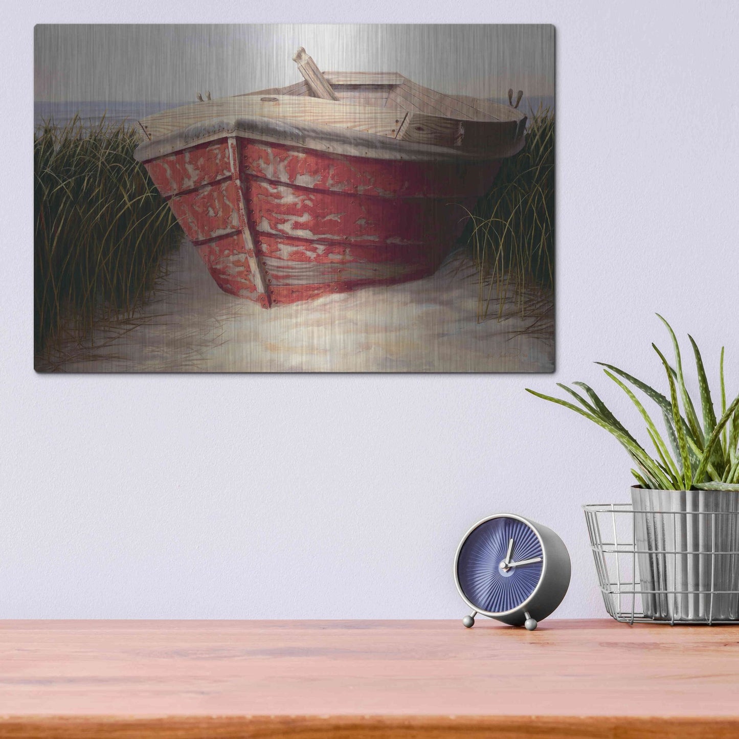 Luxe Metal Art 'Red Boat' by Karl Soderlund, Metal Wall Art,16x12