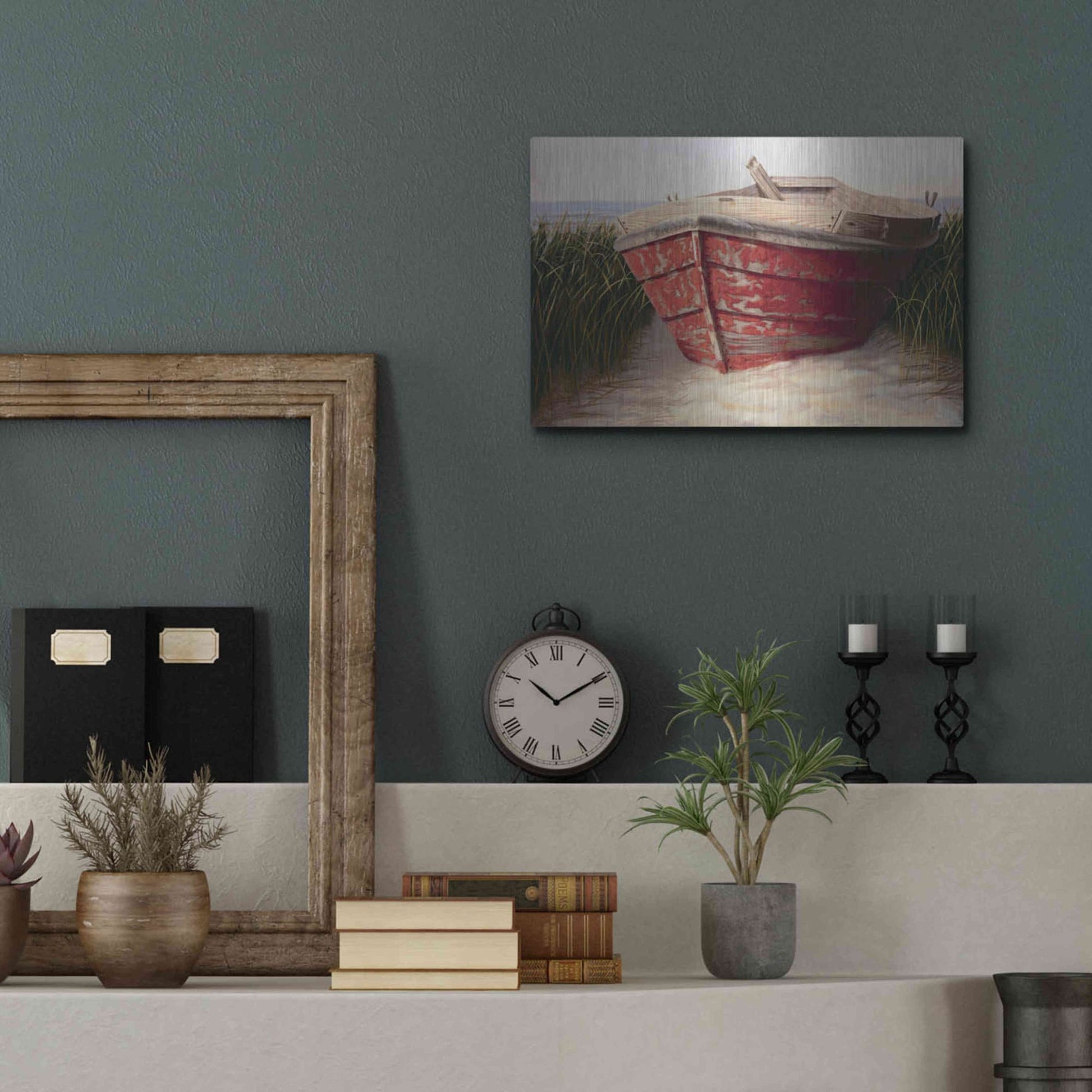 Luxe Metal Art 'Red Boat' by Karl Soderlund, Metal Wall Art,16x12