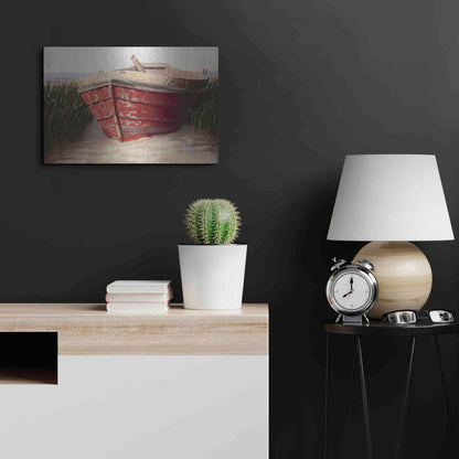 Luxe Metal Art 'Red Boat' by Karl Soderlund, Metal Wall Art,24x16