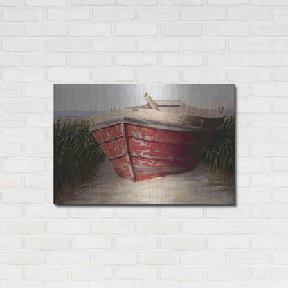 Luxe Metal Art 'Red Boat' by Karl Soderlund, Metal Wall Art,36x24