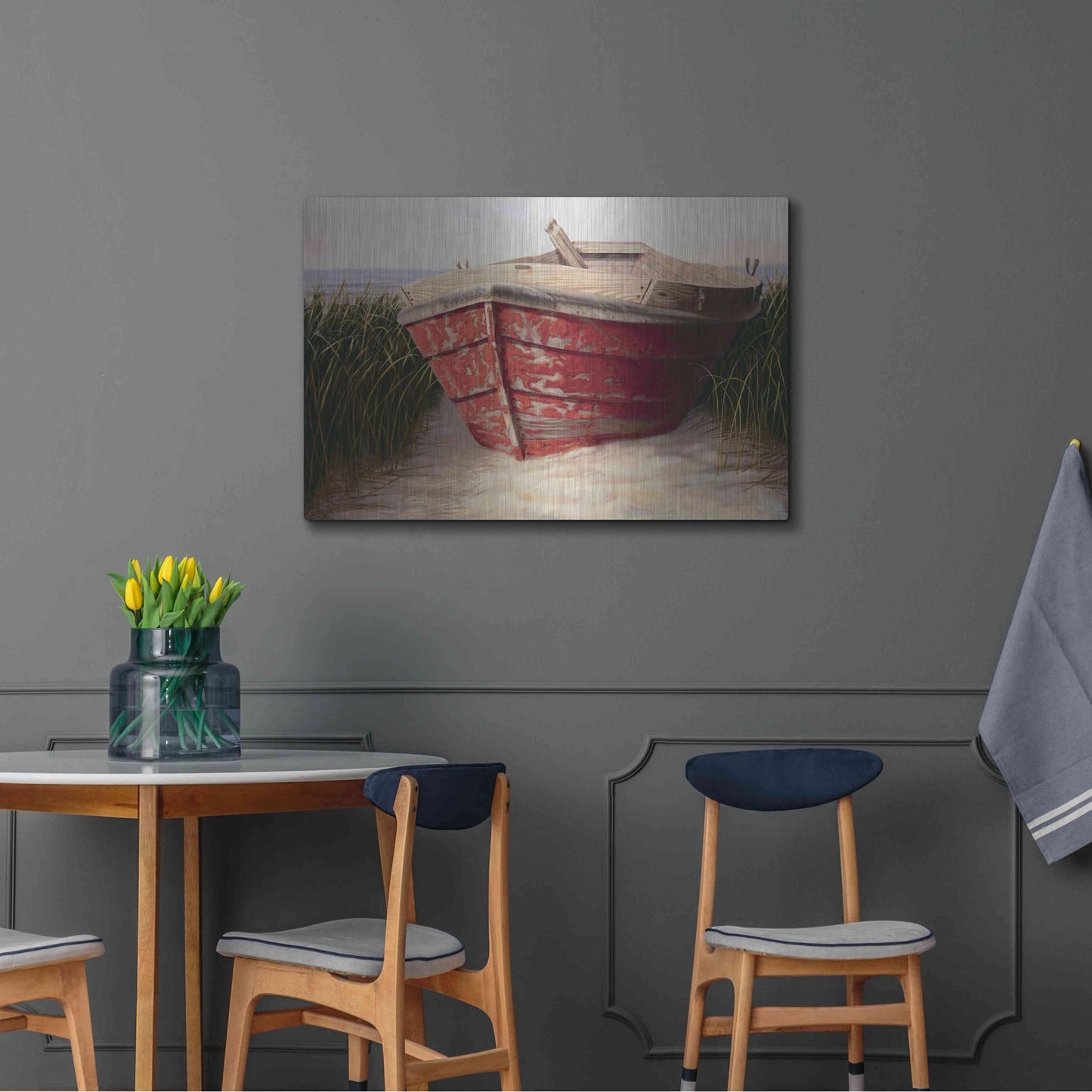 Luxe Metal Art 'Red Boat' by Karl Soderlund, Metal Wall Art,36x24