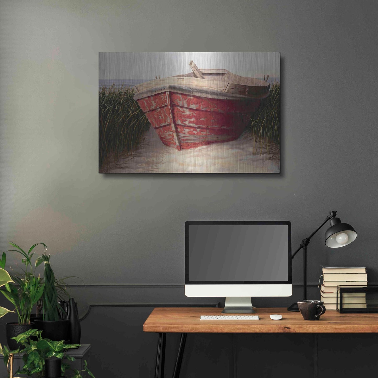 Luxe Metal Art 'Red Boat' by Karl Soderlund, Metal Wall Art,36x24