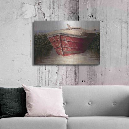 Luxe Metal Art 'Red Boat' by Karl Soderlund, Metal Wall Art,36x24