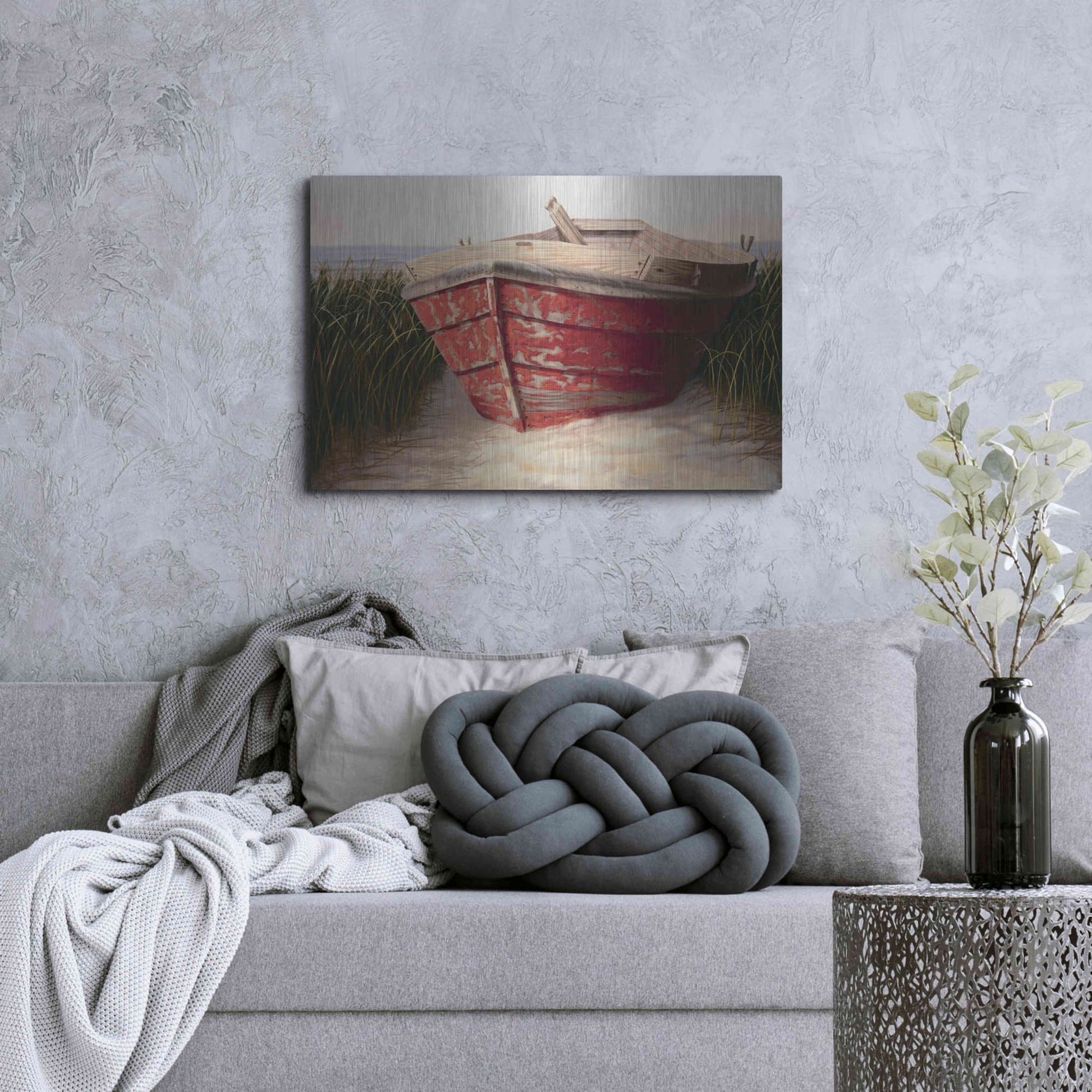 Luxe Metal Art 'Red Boat' by Karl Soderlund, Metal Wall Art,36x24