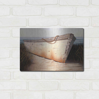 Luxe Metal Art 'White Boat' by Karl Soderlund, Metal Wall Art,16x12