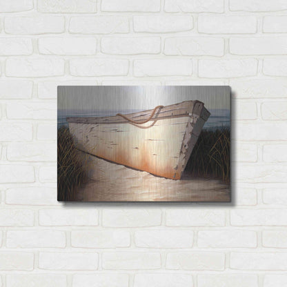 Luxe Metal Art 'White Boat' by Karl Soderlund, Metal Wall Art,24x16