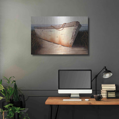 Luxe Metal Art 'White Boat' by Karl Soderlund, Metal Wall Art,36x24