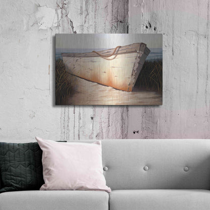 Luxe Metal Art 'White Boat' by Karl Soderlund, Metal Wall Art,36x24