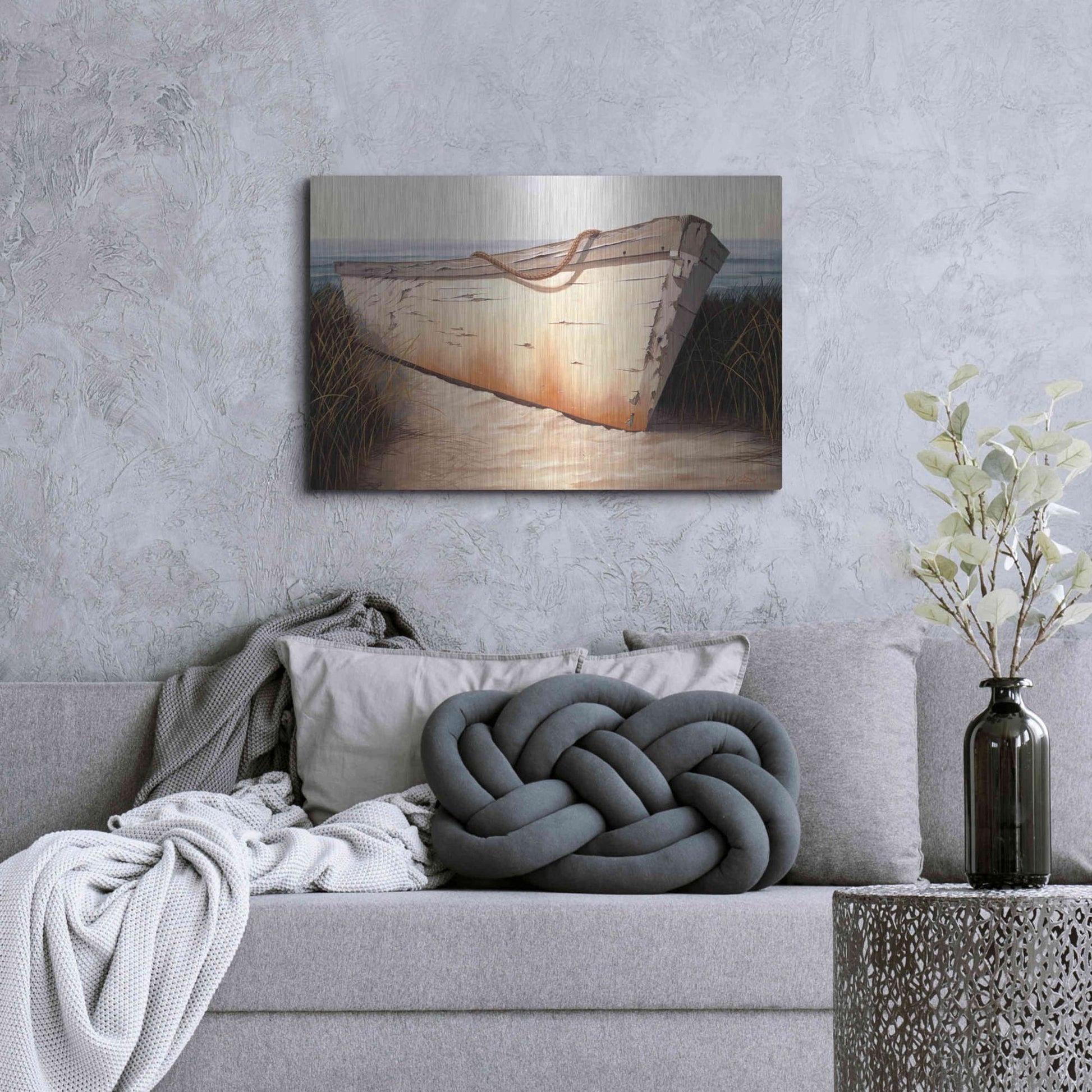 Luxe Metal Art 'White Boat' by Karl Soderlund, Metal Wall Art,36x24