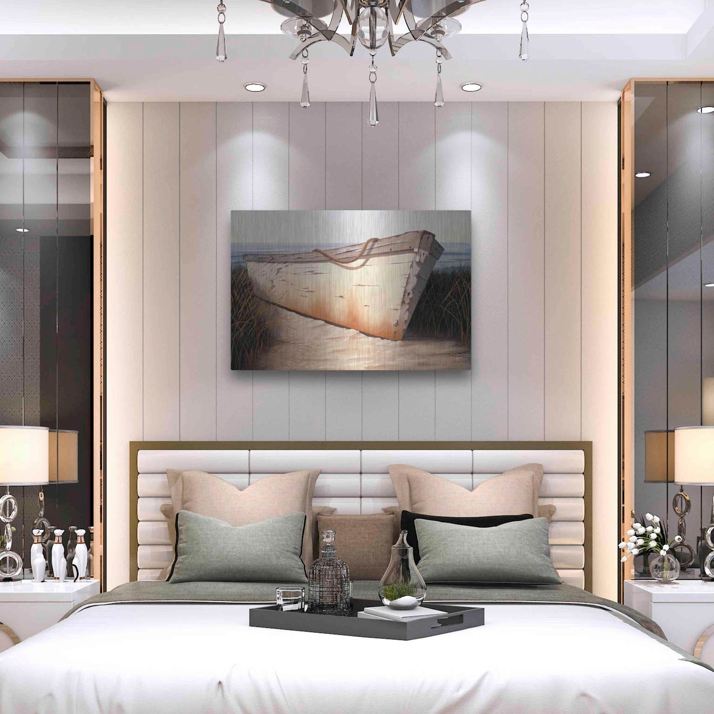 Luxe Metal Art 'White Boat' by Karl Soderlund, Metal Wall Art,36x24