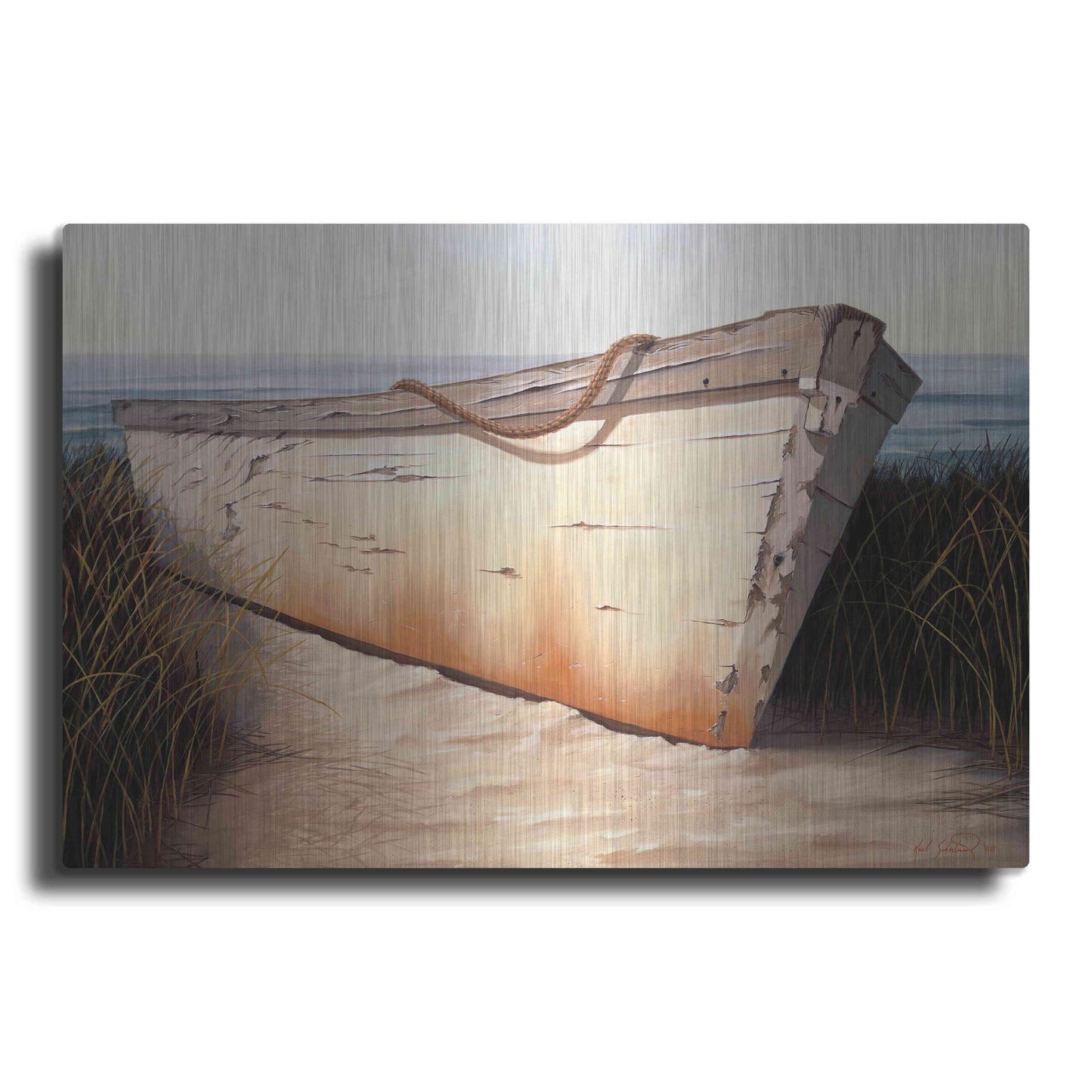 Luxe Metal Art 'White Boat' by Karl Soderlund, Metal Wall Art