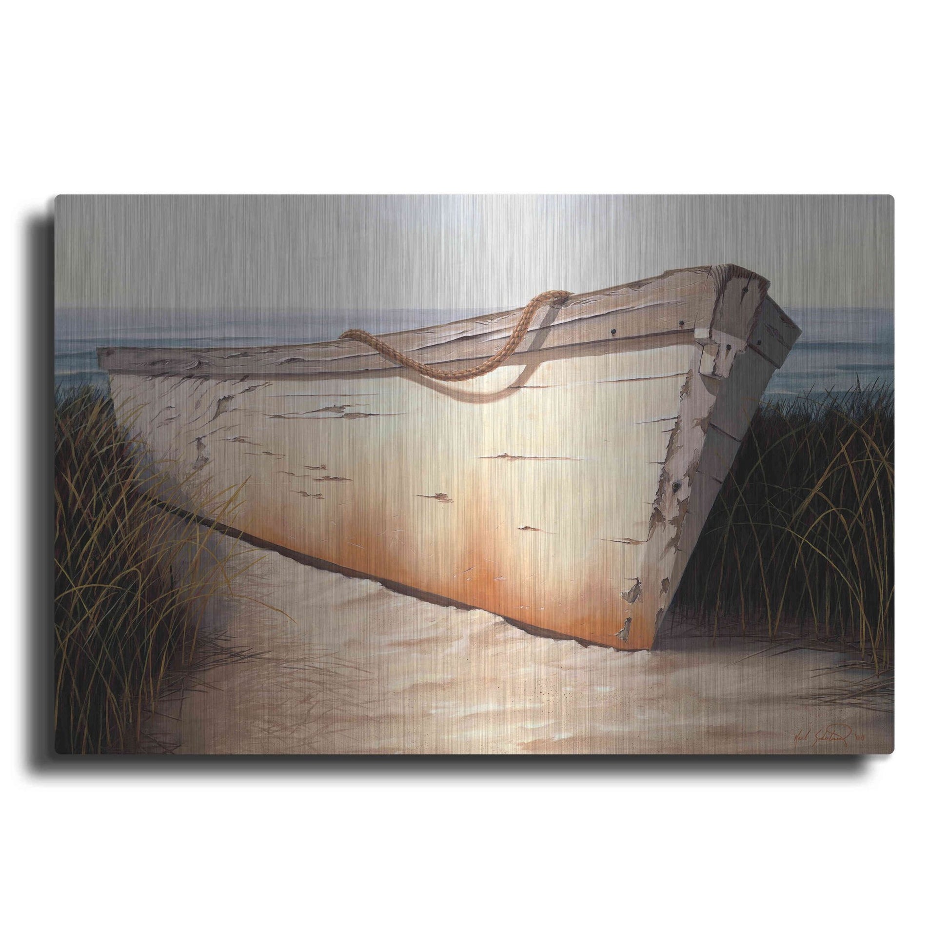 Luxe Metal Art 'White Boat' by Karl Soderlund, Metal Wall Art