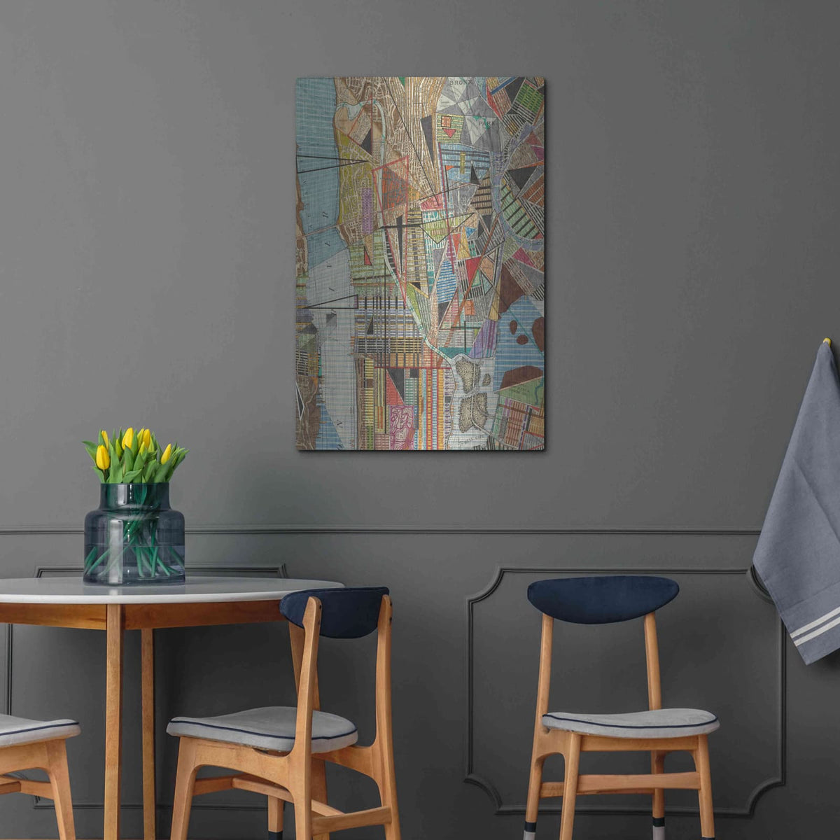 'Modern Map of New York I' by Nikki Galapon – Metal Wall Art, 24x36 room view