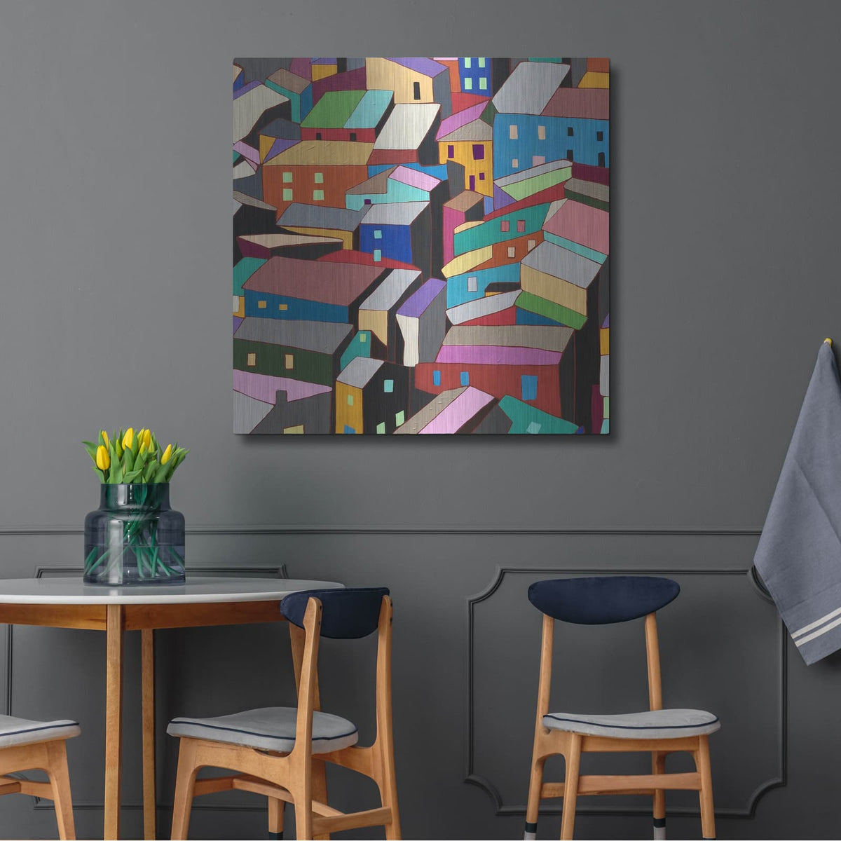 'Rooftops I' by Nikki Galapon – Metal Wall Art, 36x36 room view