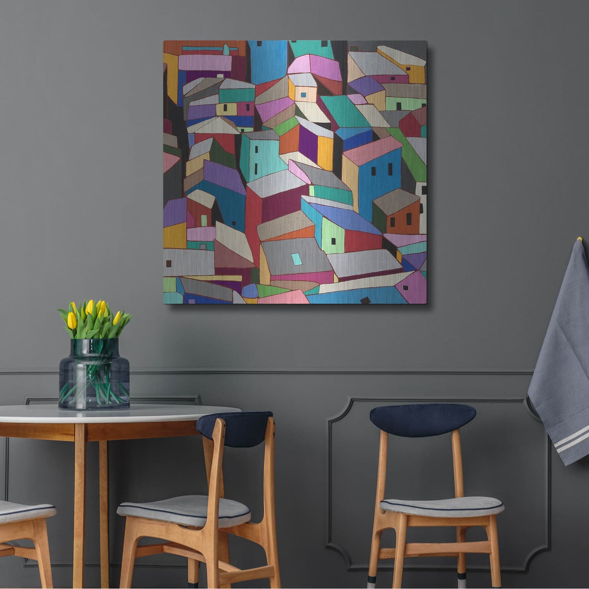'Rooftops II' by Nikki Galapon – Metal Wall Art, 36x36 room view