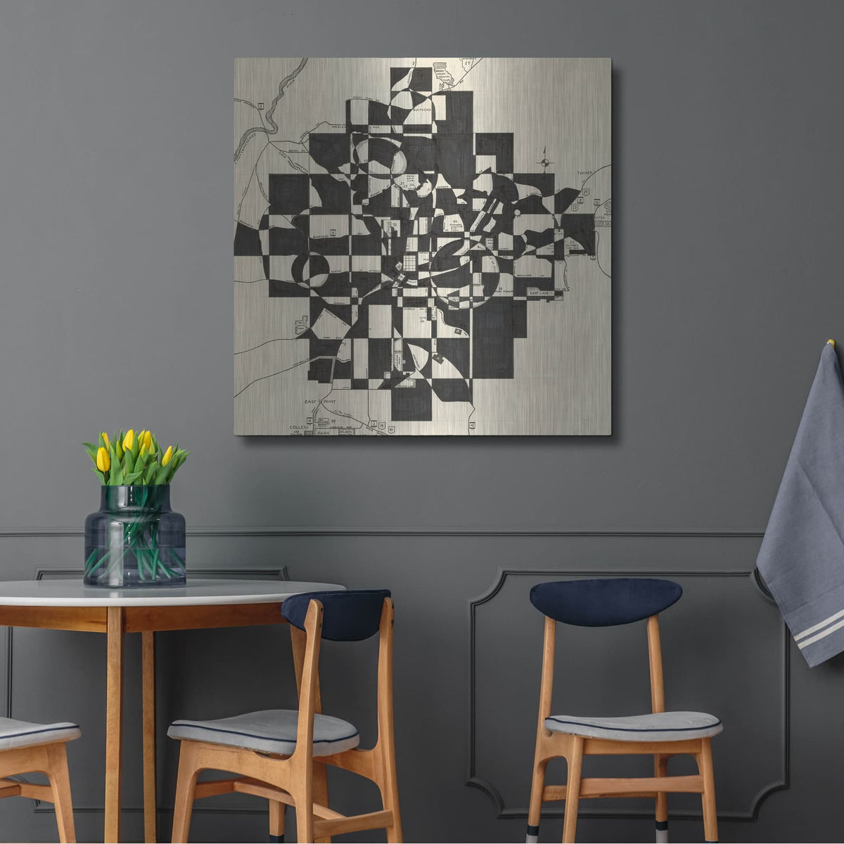 'Modern Map of Atlanta' by Nikki Galapon – Metal Wall Art, 36x36 room view