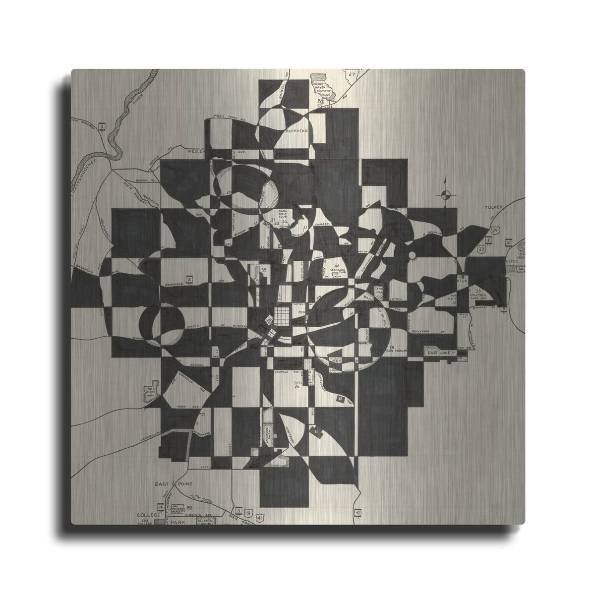 'Modern Map of Atlanta' by Nikki Galapon – Metal Wall Art
