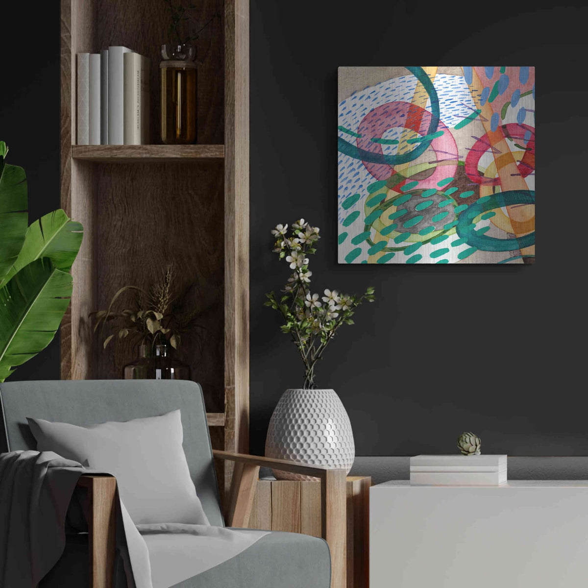 'Stratosphere I' by Nikki Galapon – Metal Wall Art, 24x24 room view