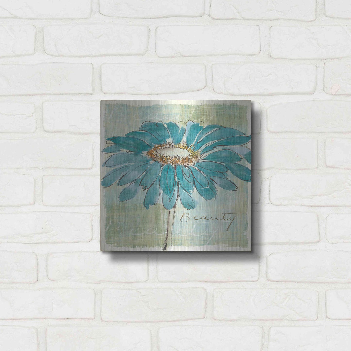 Luxe Metal Art 'Spa Daisies I' by Chris Paschke, Metal Wall Art,12x12