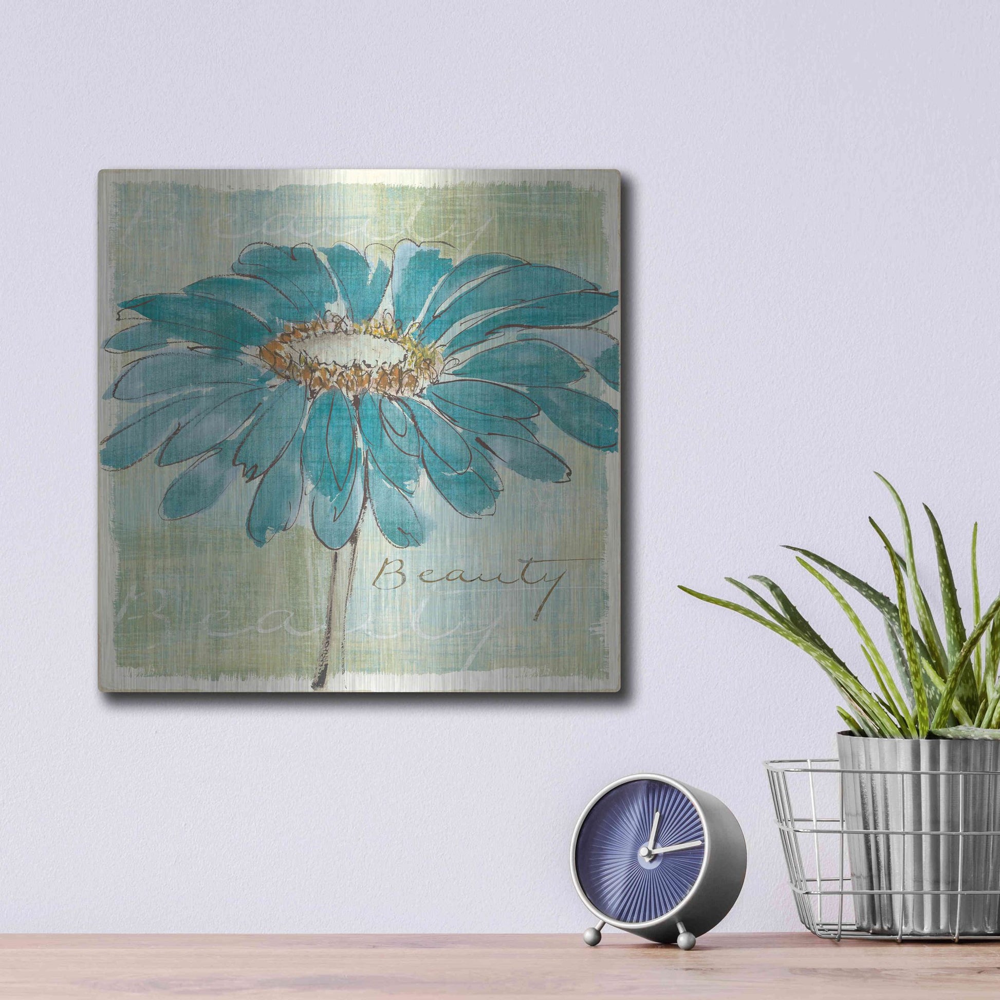 Luxe Metal Art 'Spa Daisies I' by Chris Paschke, Metal Wall Art,12x12
