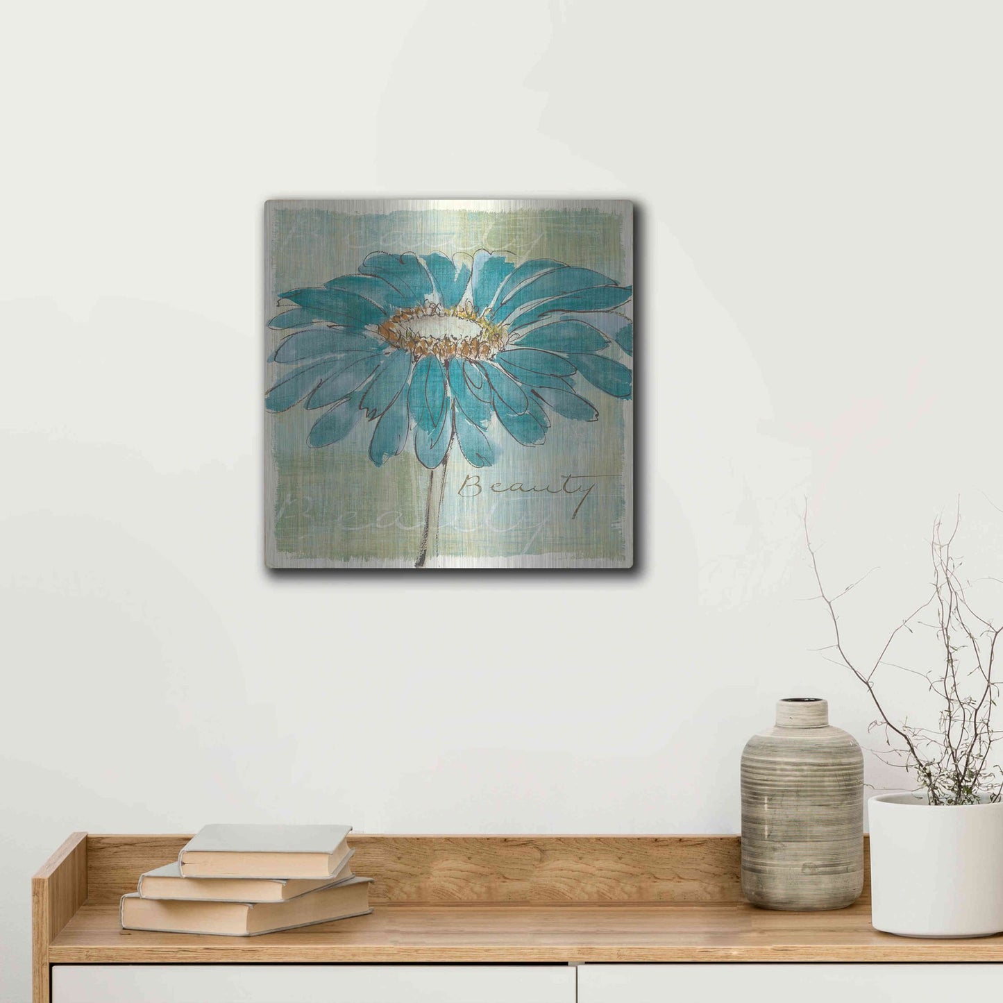 Luxe Metal Art 'Spa Daisies I' by Chris Paschke, Metal Wall Art,12x12