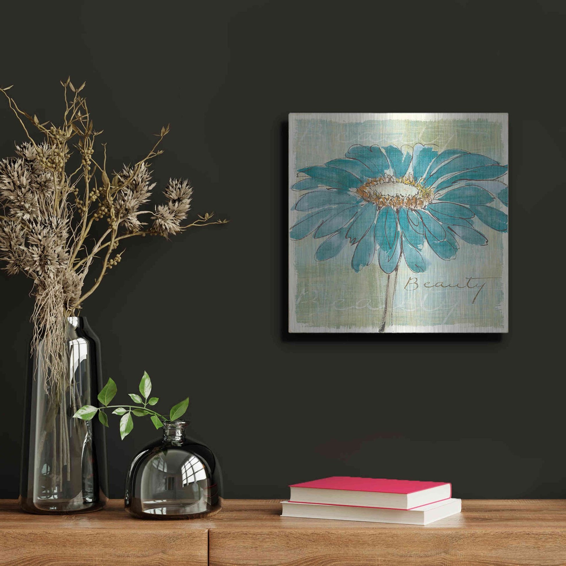 Luxe Metal Art 'Spa Daisies I' by Chris Paschke, Metal Wall Art,12x12