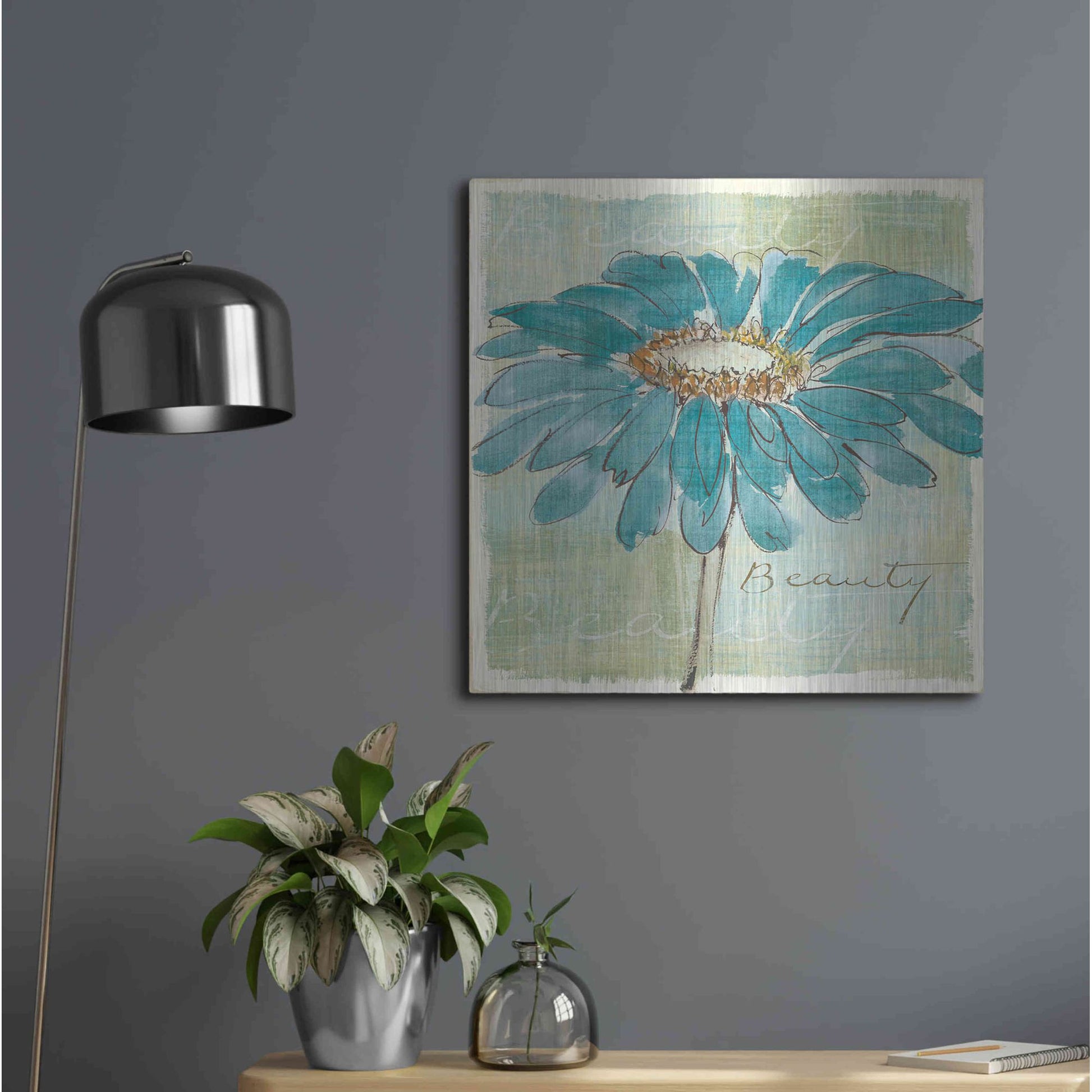 Luxe Metal Art 'Spa Daisies I' by Chris Paschke, Metal Wall Art,24x24