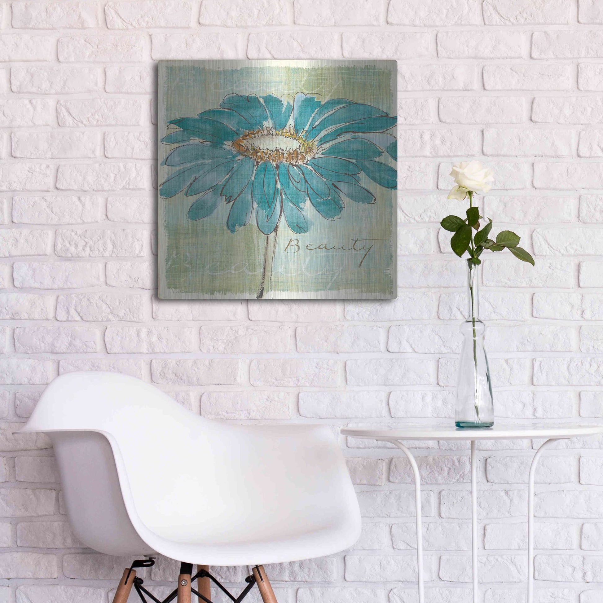 Luxe Metal Art 'Spa Daisies I' by Chris Paschke, Metal Wall Art,24x24