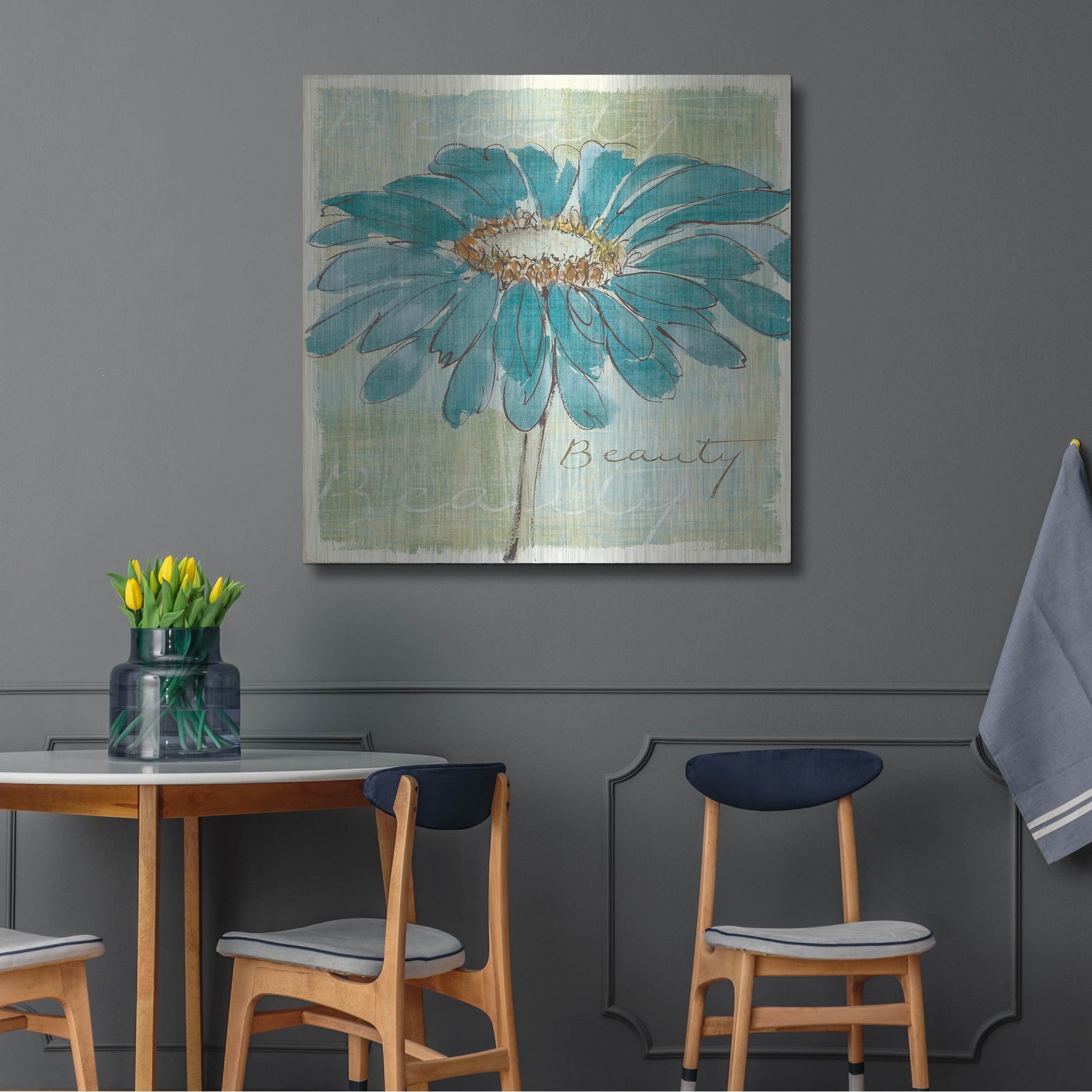 Luxe Metal Art 'Spa Daisies I' by Chris Paschke, Metal Wall Art,36x36