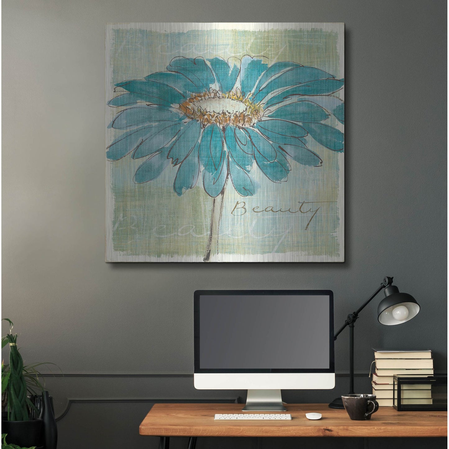 Luxe Metal Art 'Spa Daisies I' by Chris Paschke, Metal Wall Art,36x36