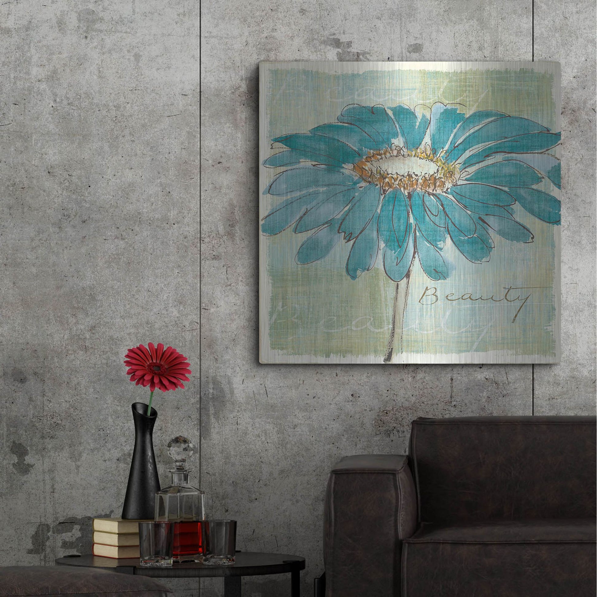 Luxe Metal Art 'Spa Daisies I' by Chris Paschke, Metal Wall Art,36x36