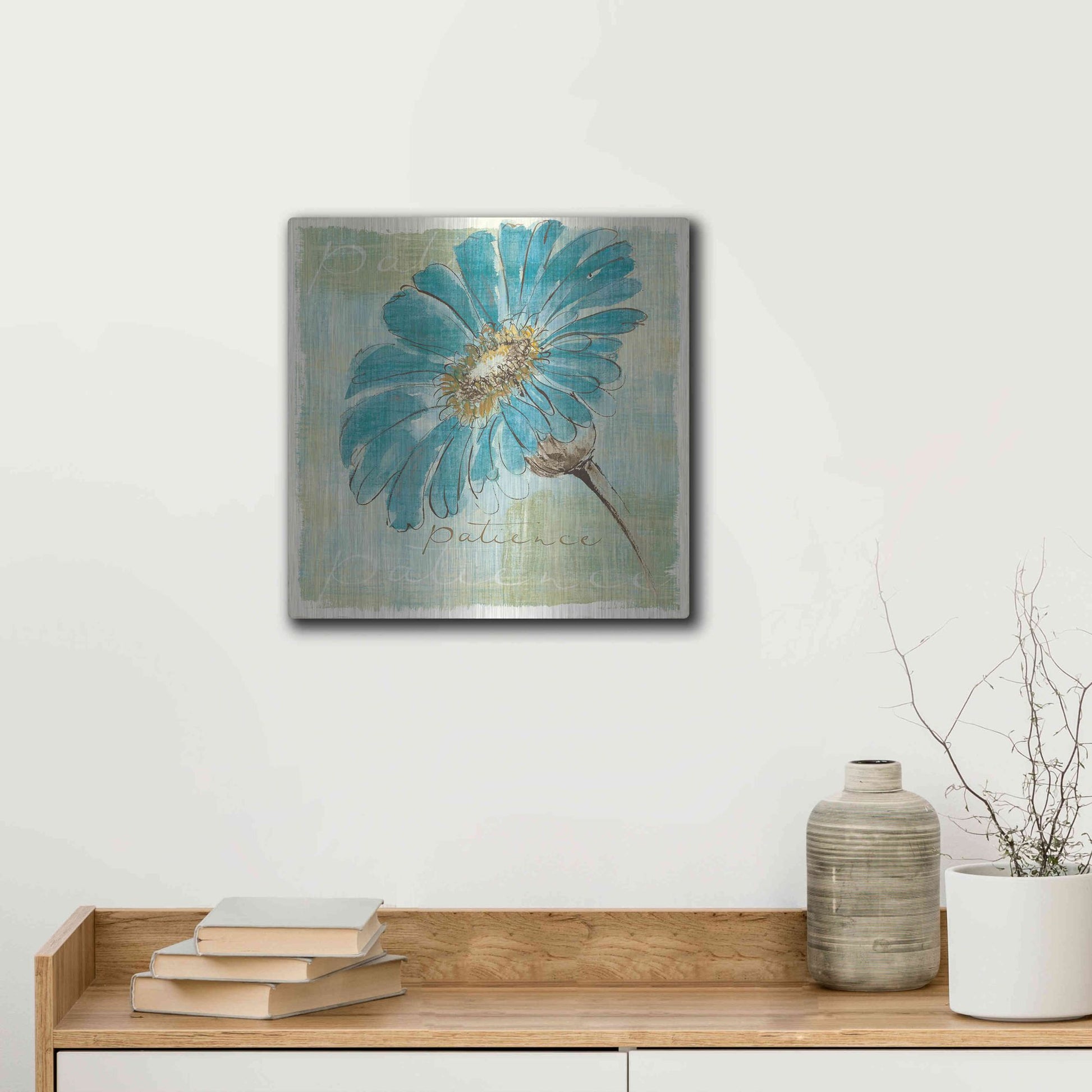Luxe Metal Art 'Spa Daisies II' by Chris Paschke, Metal Wall Art,12x12