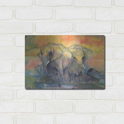 Luxe Metal Art 'Elephants Crop' by Chris Paschke, Metal Wall Art,16x12