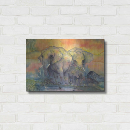 Luxe Metal Art 'Elephants Crop' by Chris Paschke, Metal Wall Art,24x16