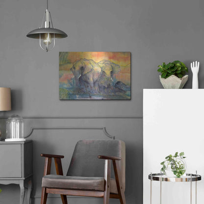 Luxe Metal Art 'Elephants Crop' by Chris Paschke, Metal Wall Art,24x16