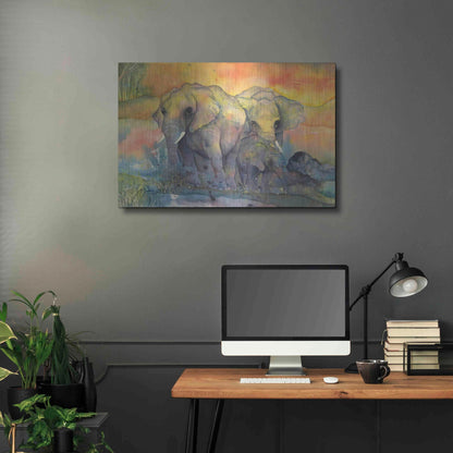 Luxe Metal Art 'Elephants Crop' by Chris Paschke, Metal Wall Art,36x24