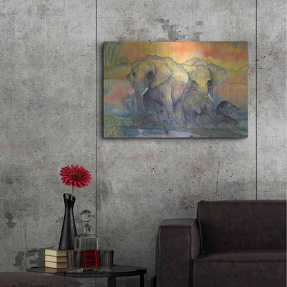 Luxe Metal Art 'Elephants Crop' by Chris Paschke, Metal Wall Art,36x24