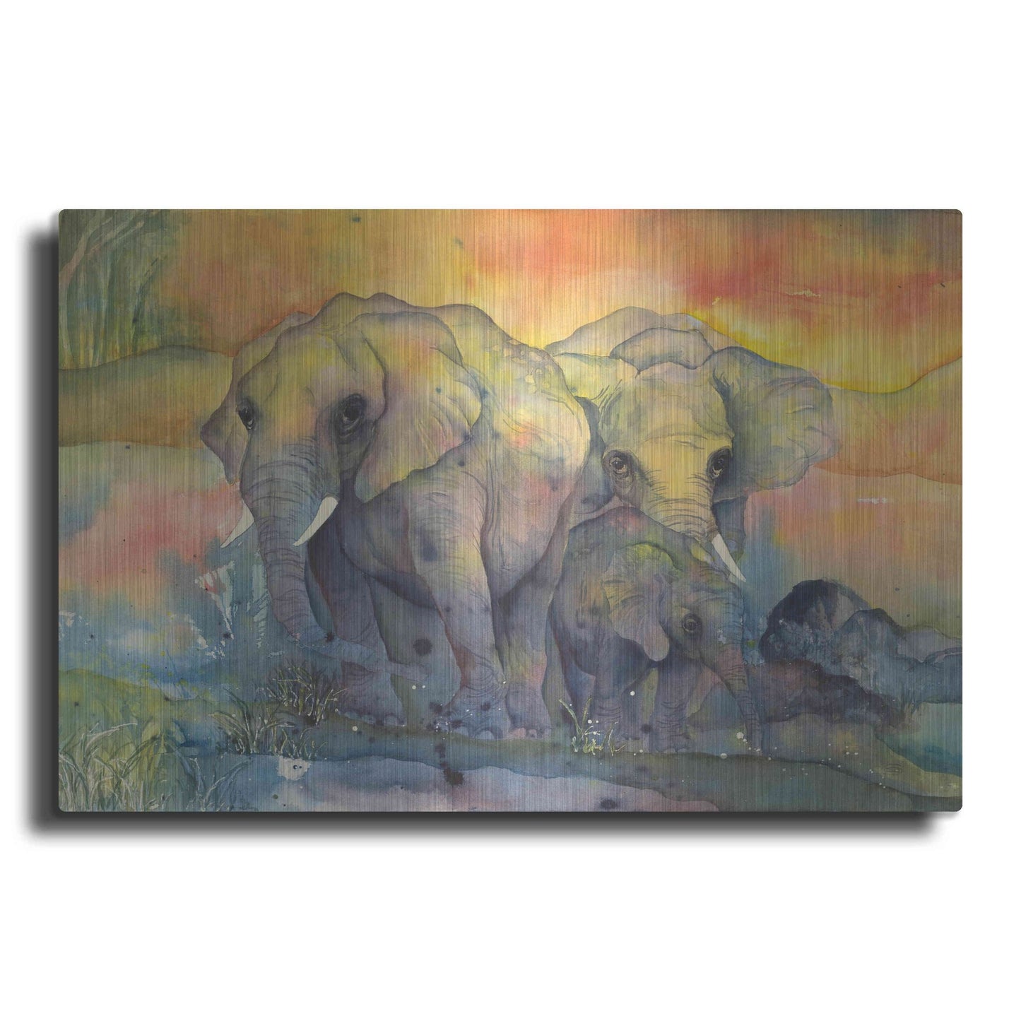 Luxe Metal Art 'Elephants Crop' by Chris Paschke, Metal Wall Art