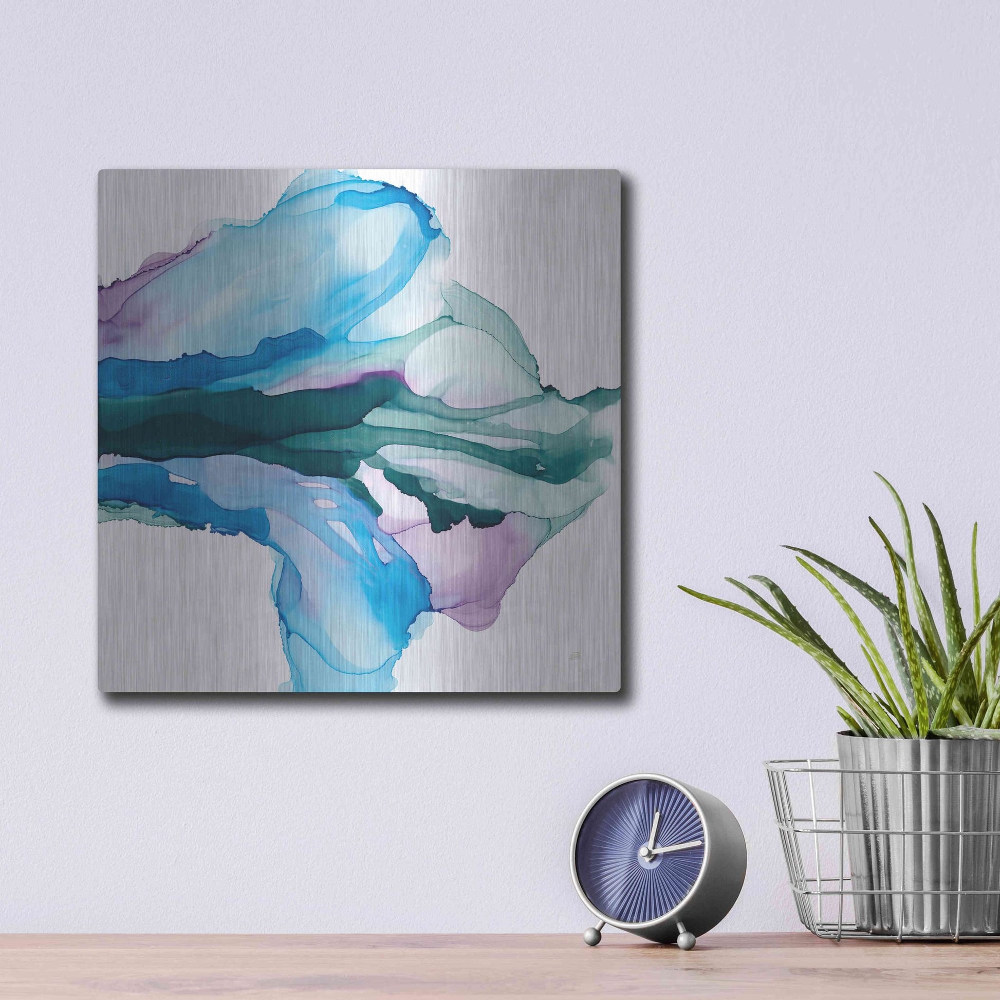 Luxe Metal Art 'Tributary' by Chris Paschke, Metal Wall Art,12x12