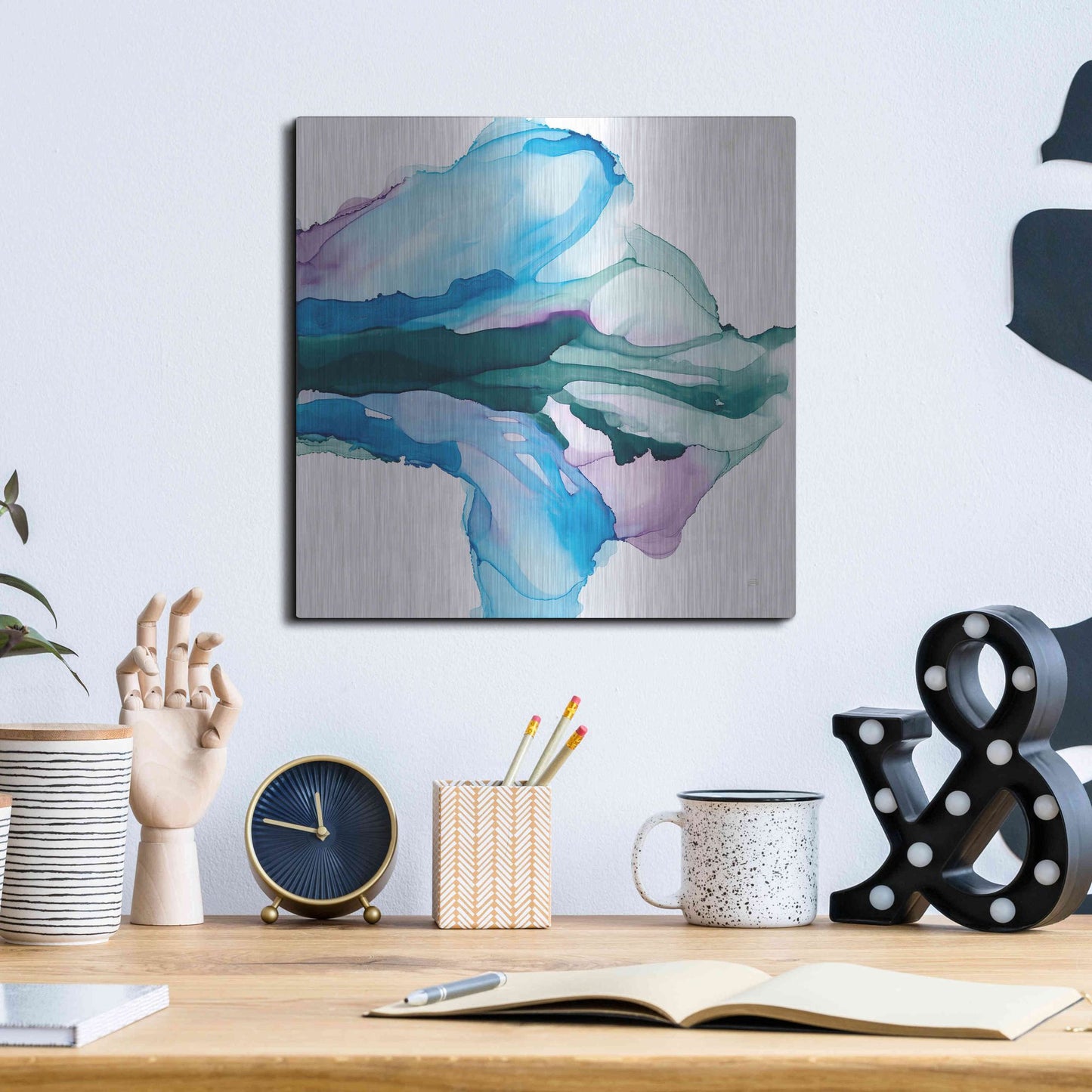 Luxe Metal Art 'Tributary' by Chris Paschke, Metal Wall Art,12x12