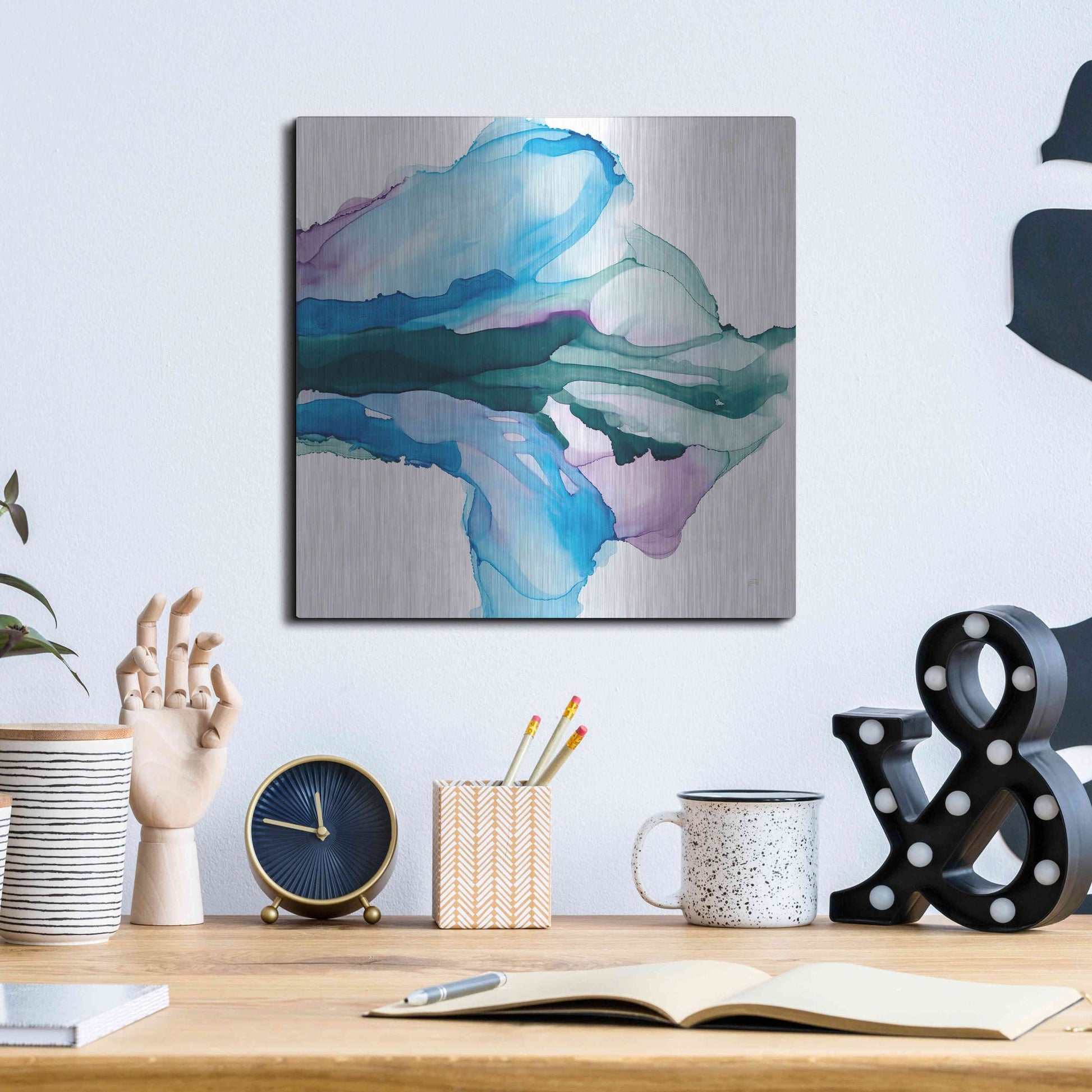 Luxe Metal Art 'Tributary' by Chris Paschke, Metal Wall Art,12x12