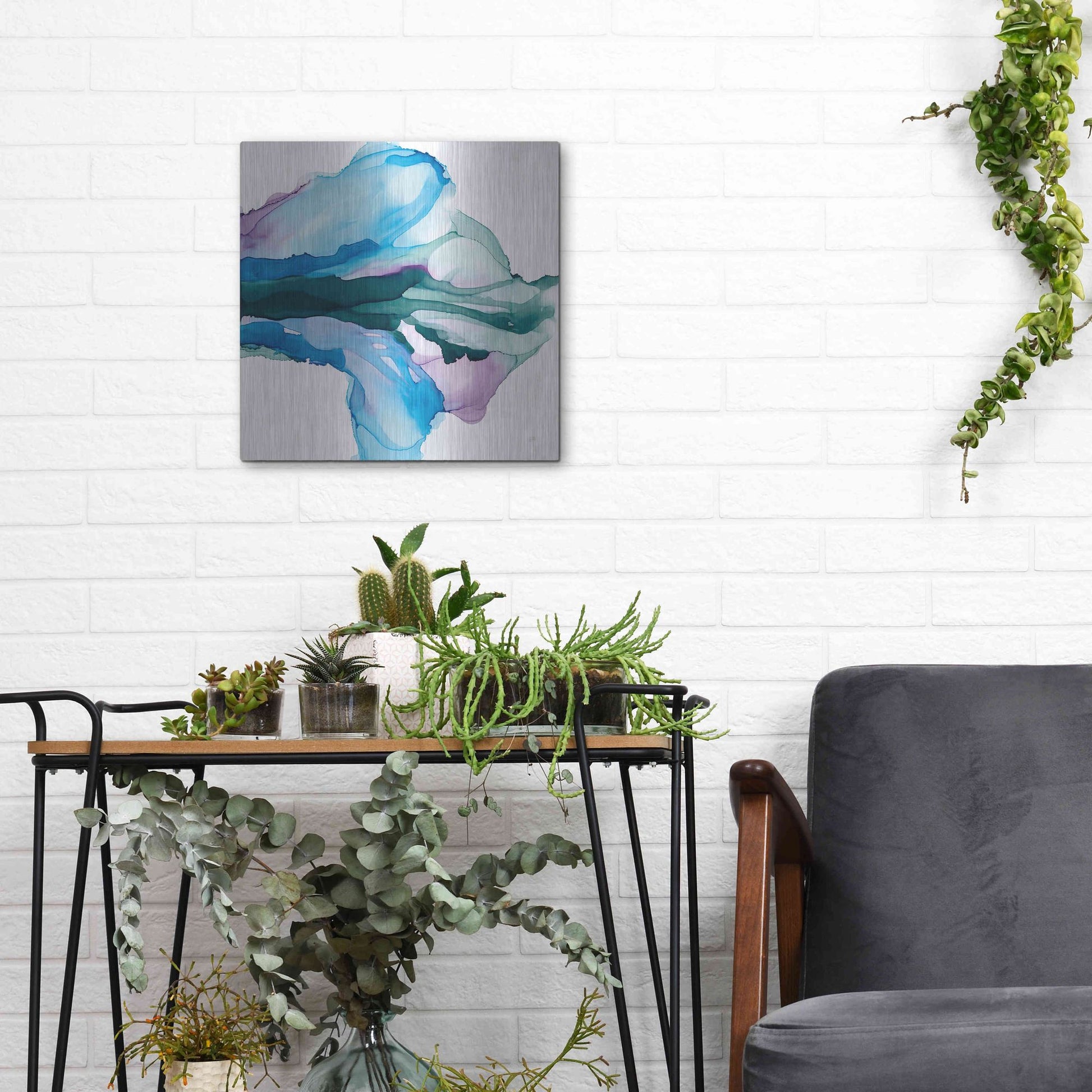 Luxe Metal Art 'Tributary' by Chris Paschke, Metal Wall Art,12x12