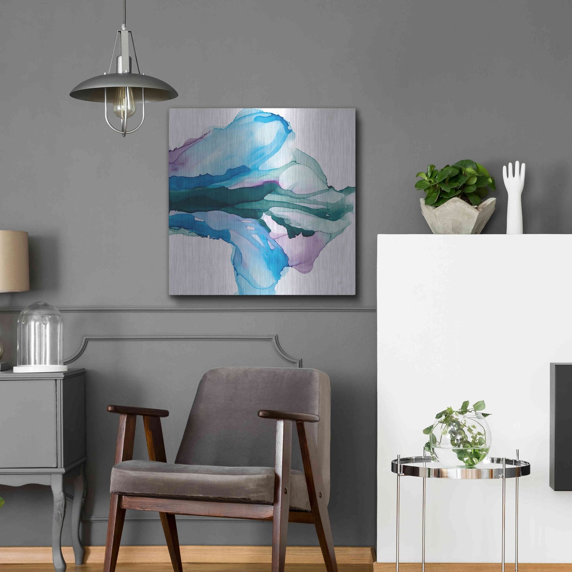 Luxe Metal Art 'Tributary' by Chris Paschke, Metal Wall Art,24x24