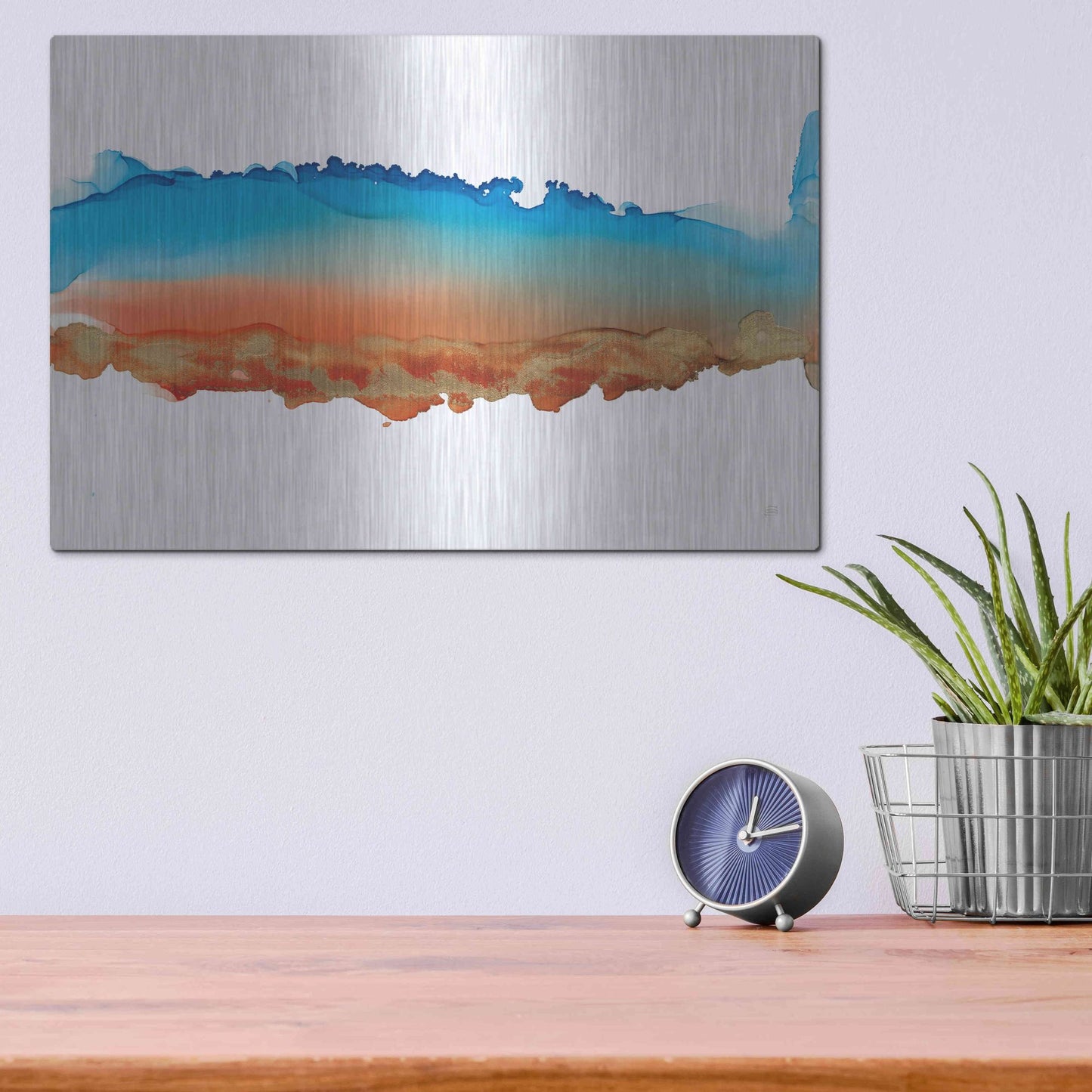 Luxe Metal Art 'Coastal Ink VII' by Chris Paschke, Metal Wall Art,16x12