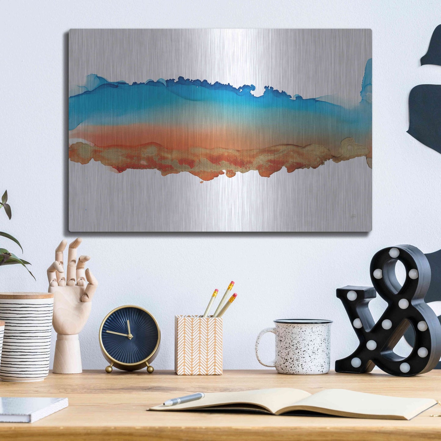 Luxe Metal Art 'Coastal Ink VII' by Chris Paschke, Metal Wall Art,16x12